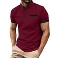 thumbnail image 2 of Haut/chemise Patchwork à Manches Courtes Col Montant pour Hommes, 2 of 6