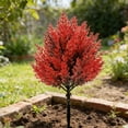 thumbnail image 4 of Red Artificial Cypress Leaf Ground Insert , Lifelike Simulation Foliage Ornament for Outdoor Garden Potted Decor, 4 of 6