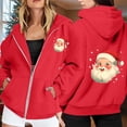 thumbnail image 2 of NinXxx Ladies' Christmas Zipper Long Sleeve Pocket Drawstring Hooded Sweatshirt Red XXXL, 2 of 8