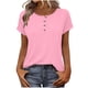 thumbnail image 3 of TaTaai 2026 Spring Summer Solid Color Short Sleeve Top for Women Round Neck Button Front Casual Blouse Basic Tee Comfy Daily Vacation Outfits Gift, 3 of 9