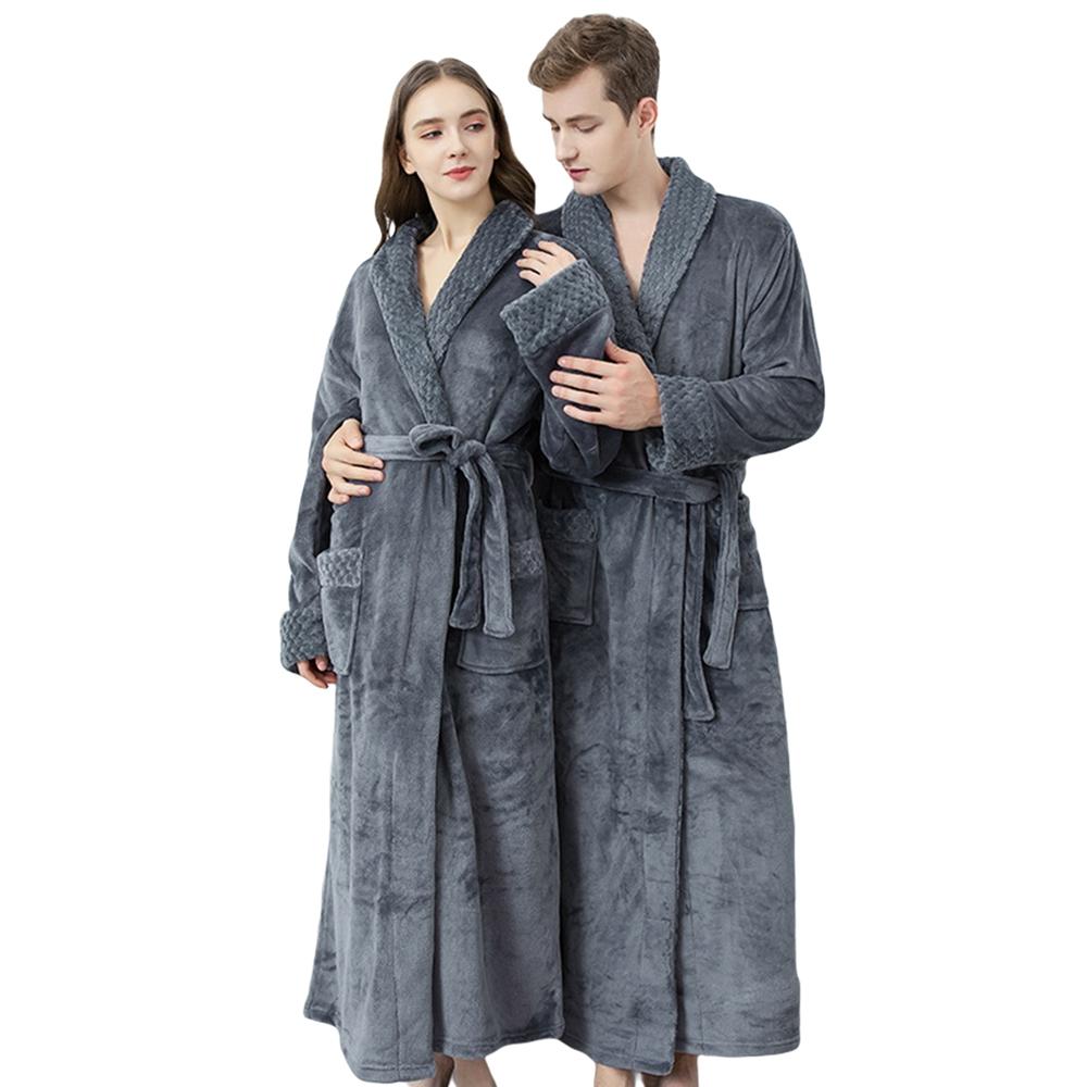 Womens Long Robe Soft Plush Plus Size Warm Comfy Bathrobe for Ladies