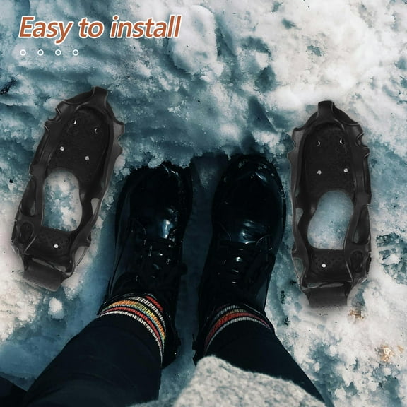 MLINS 1 Pair Ice Spikes For Boots Anti-Slip Shoe Grips Walk Traction And Adults Ideal For Ice Fishing Snow Hiking And Mountaineering
