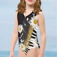 thumbnail image 4 of FOR U DESIGNS Fashion Toddler Girls Swimwear for Beach Swimming Piano Notes Daisy Kids Bodysuit Comfy One Piece V-Neck Swimsuit Bathing Suit Size 7-8, 4 of 8