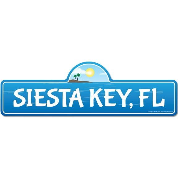 Siesta Key FL Florida Beach Street Sign | Indoor/Outdoor | Surfer Ocean Lover Décor For Beach House Garages Living Rooms Bedroom | Signmission Personalized Gift