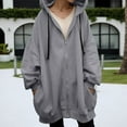 thumbnail image 2 of Wangmeiwg Women's Sweatshirts Women's Jackets - Cozy Zip Up Hooded Long Coat for Casual Streetwear in Cold Weather and Fall Activities Grey 4XL, 2 of 6