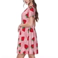 thumbnail image 2 of Naloa Strawberry Print Womens Summer A-Line Dress with Pockets,Short Sleeve Dresses,Flowy Beach Swing Dress for Vacation Travel, 2 of 6