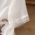 thumbnail image 3 of Pxiakgy Linen Tops for Women Dressy Blouses Summer Tshirts Retro Embroidered 3/4 Sleeve Boho Tops Elbow Sleeve Bohemian Tops Peasant Tops Summer Tops for Women Breathable Top White L, 3 of 4