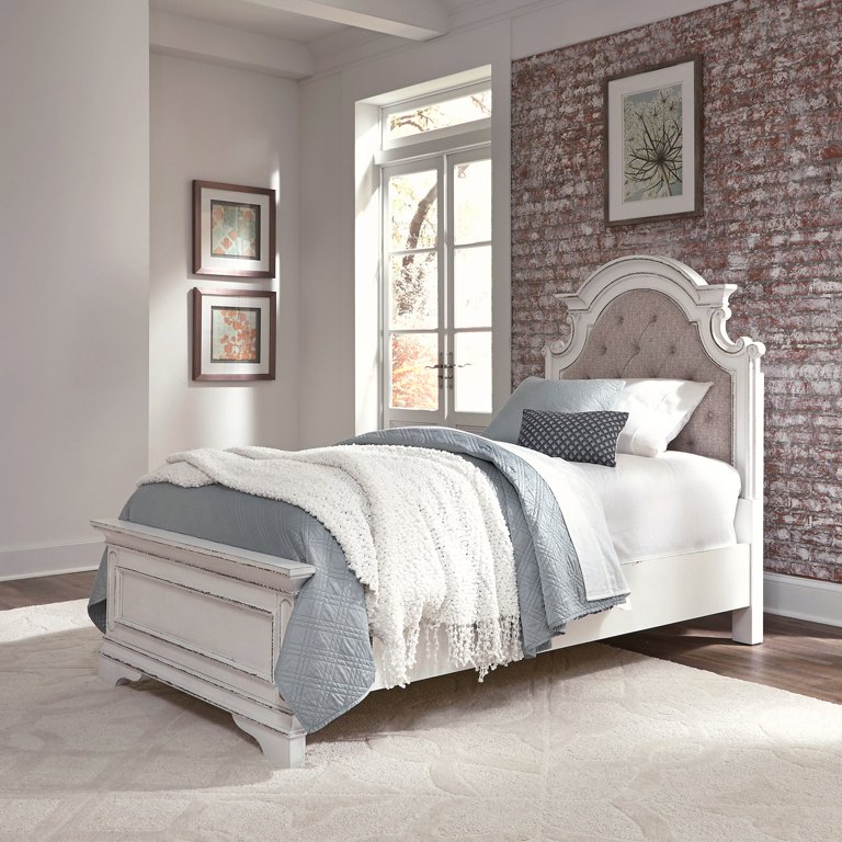 liberty magnolia manor antique white panel bed