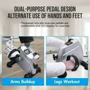 Mini Exercise Bike, Under Desk Bike Pedal Exerciser porable Foot Cycle Arm & Leg Peddler Machine with LCD Screen Displays,Silver