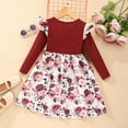 thumbnail image 4 of LUOGENLI Girls Dresses Size 7 Fancy Toddler Girls Long Sleeve Prints Princess Dress Dance Party Dresses Fall Winter Kids Clothes Girls Dresses Size 5T Girls Dresses Red 2-3 Years, 4 of 7
