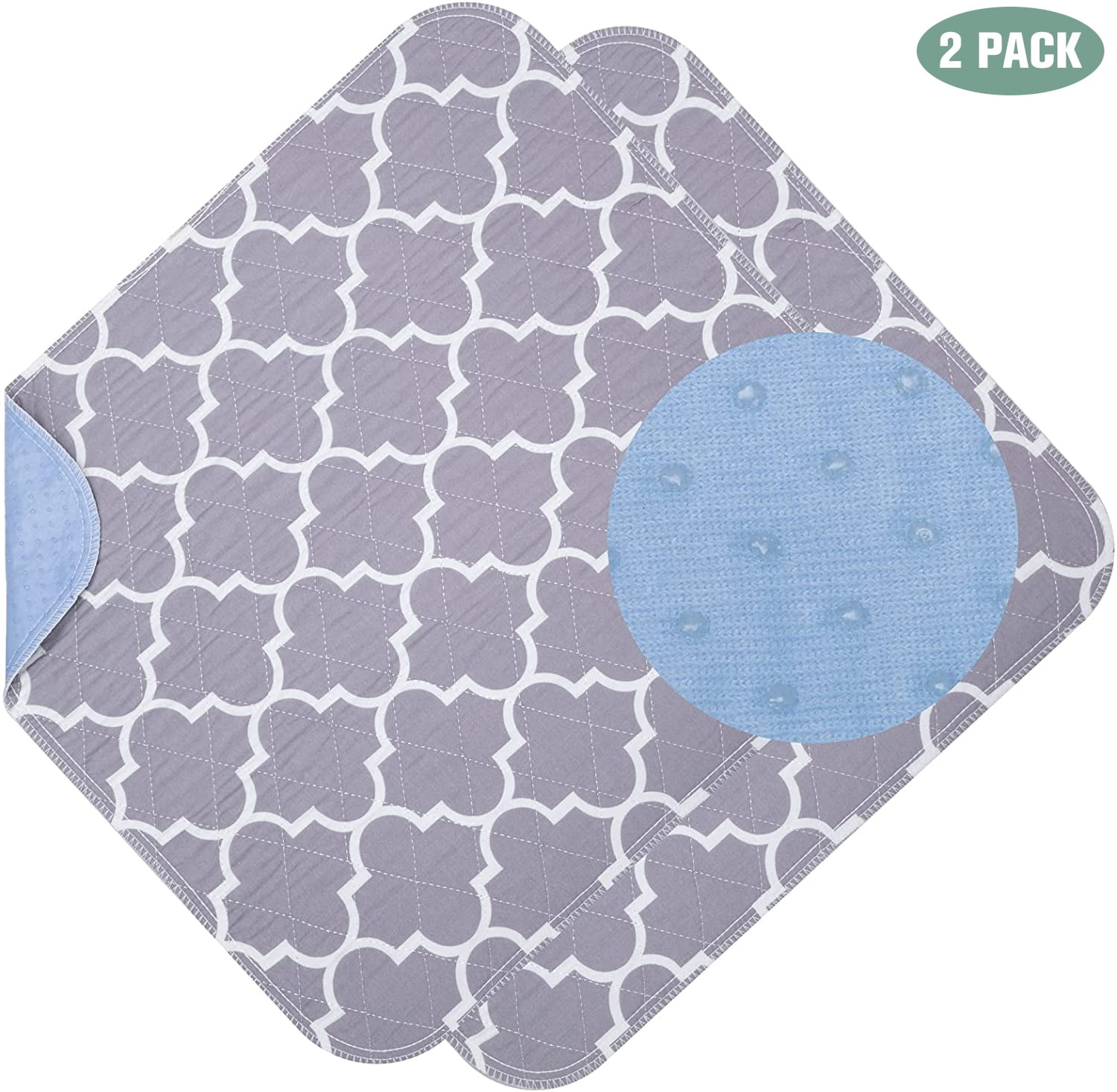 Pupteck 2Pcs Incontinence Bed Pads with Tuckable Sides Washable