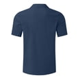 thumbnail image 2 of OGLCCG Mens Short Sleeve Button Up Shirts Summer Cotton Linen Beach Tops Casual Stand Collar Plain T Shirts,XL,Navy, 2 of 4