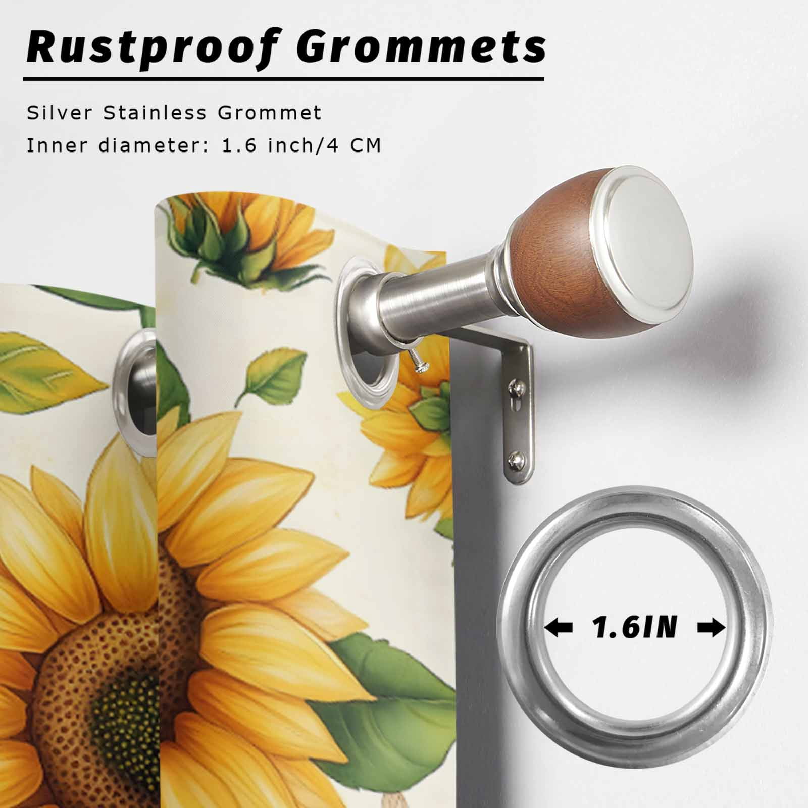 Summer Floral Outdoor Curtains for Patio, Watercolor Flowers Romantic Sunflower Farmhouse Bee Waterproof Outside Curtains Privacy Blackout Curtain for Porch Pergola Cabana, 1 Panel 54W x 84L Inch