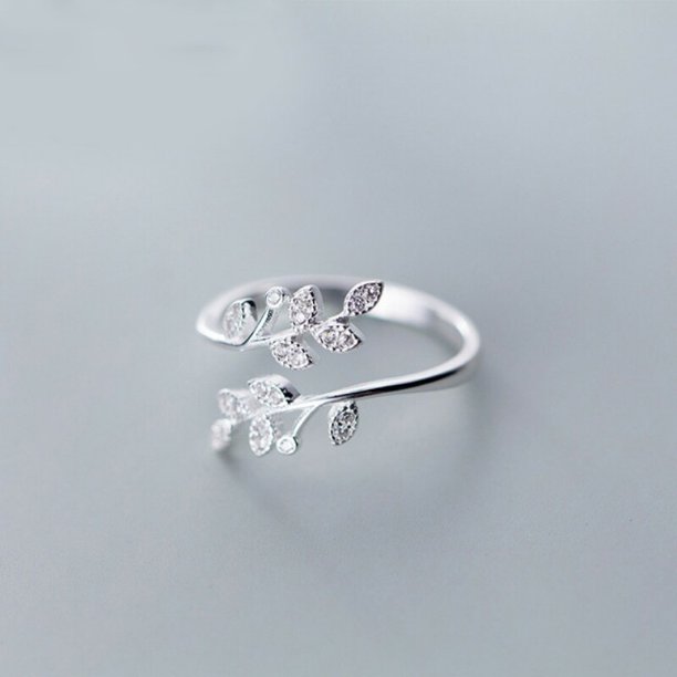 Anillo de Plata de Ley 925 con forma de hoja de circón coreano, dedo índice femenino, joyería Retro hecha a mano, regalo para pareja