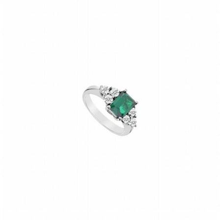Fine Jewelry Vault UBUK396AGCZE Created Emerald & CZ Ring, 925 Sterling Silver - 3.25 CT, 6 Stones