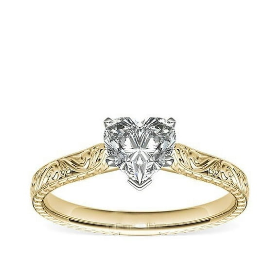 1.00 Carat Brilliant Heart Shaped Natural Diamond Elegant Solitaire Ring for Anniversary Solid 14K Yellow Gold Size 7