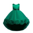 thumbnail image 1 of HBFAGFB Robe Formelle Filles Mode Enfants Bébé Printemps Été à Volants Sans Manches Robe de Fête Vert Taille 140, 1 of 5
