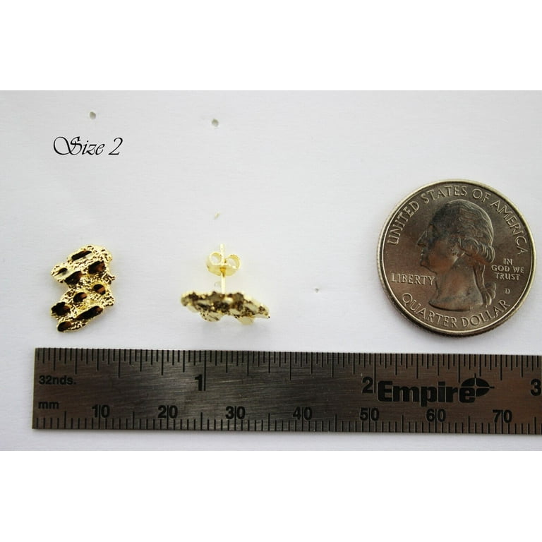 10k Solid Yellow Gold Nugget Stud Earrings