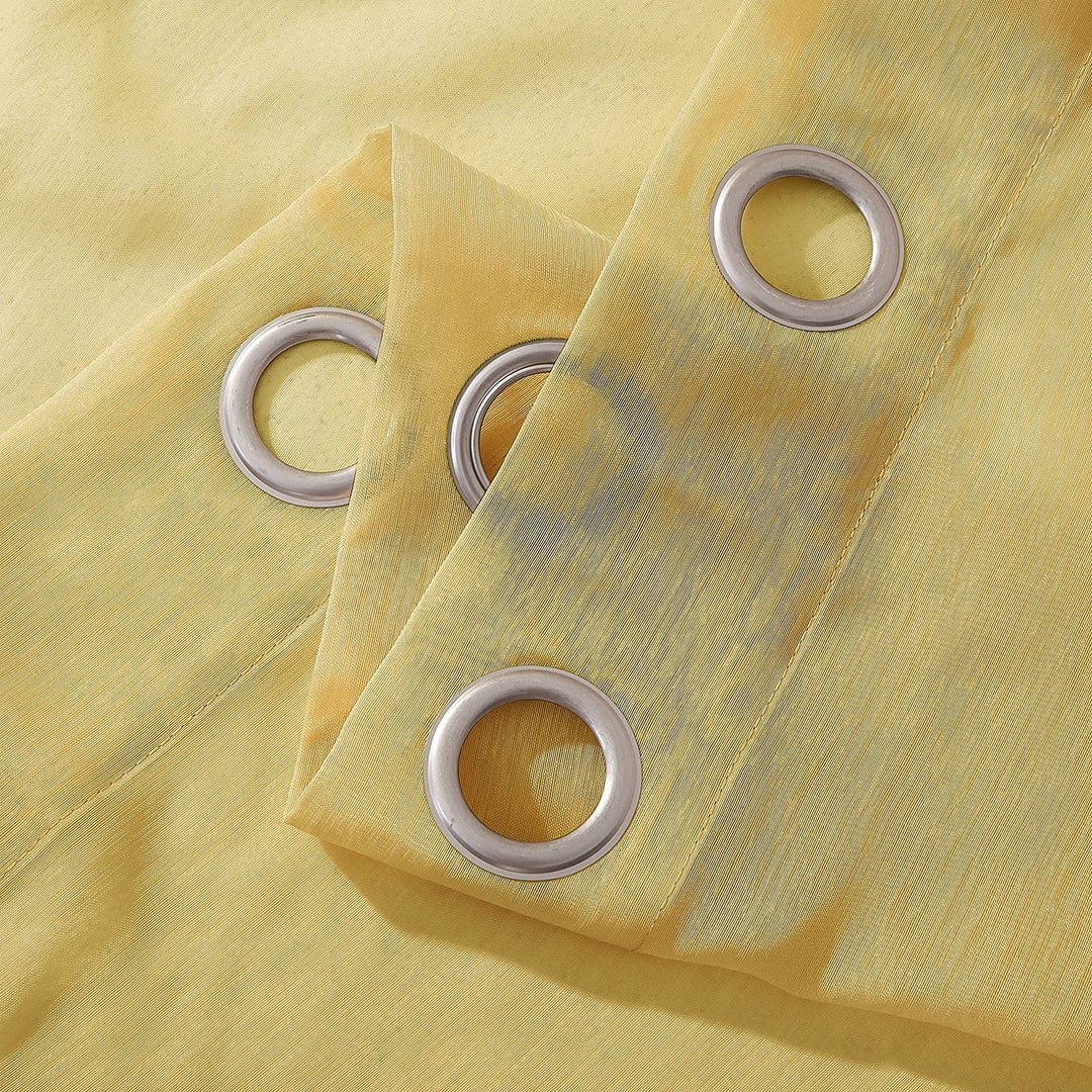 Dainty Home Malibu Textured Semi-Sheer Grommet Top Curtain Panel Pair, 108" x 84" In Gold