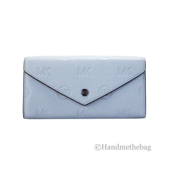 Michael Kors Jet Set Large Pale Blue Embossed Envelope Continental Clutch Wallet