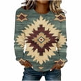thumbnail image 2 of TaTaai Ladies Retro Western Print Round Neck Long Sleeve Sweatshirt Fashion Casual Regular Shoulder Loose Top Soft for Daily Party Work Vacation Gift, 2 of 4