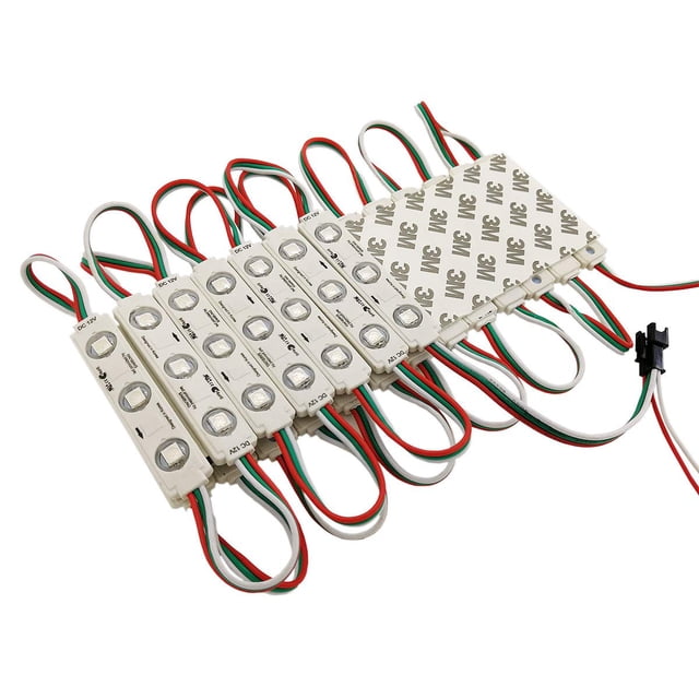 YUNBO 100 unidades WS2811 RGB módulo de luces LED DC 12 V SMD 5050 direccionable Dream Color RGB módulo LED impermeable IP65 LED luces de escaparate con cinta adhesiva en la parte posterior (sin contr
