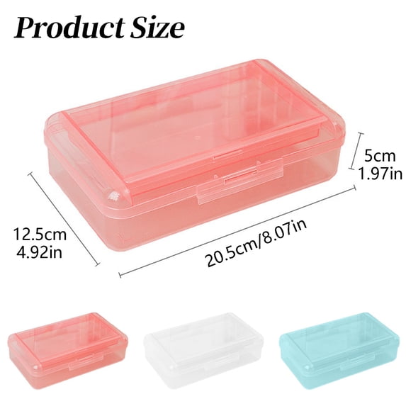 Plastic Pencil BoxDouble Layer Large Capacity Pencil Case Translucent Hard Boxes with Snap-tight Lid Office Supplies Storage for Stationery Pen Crayon