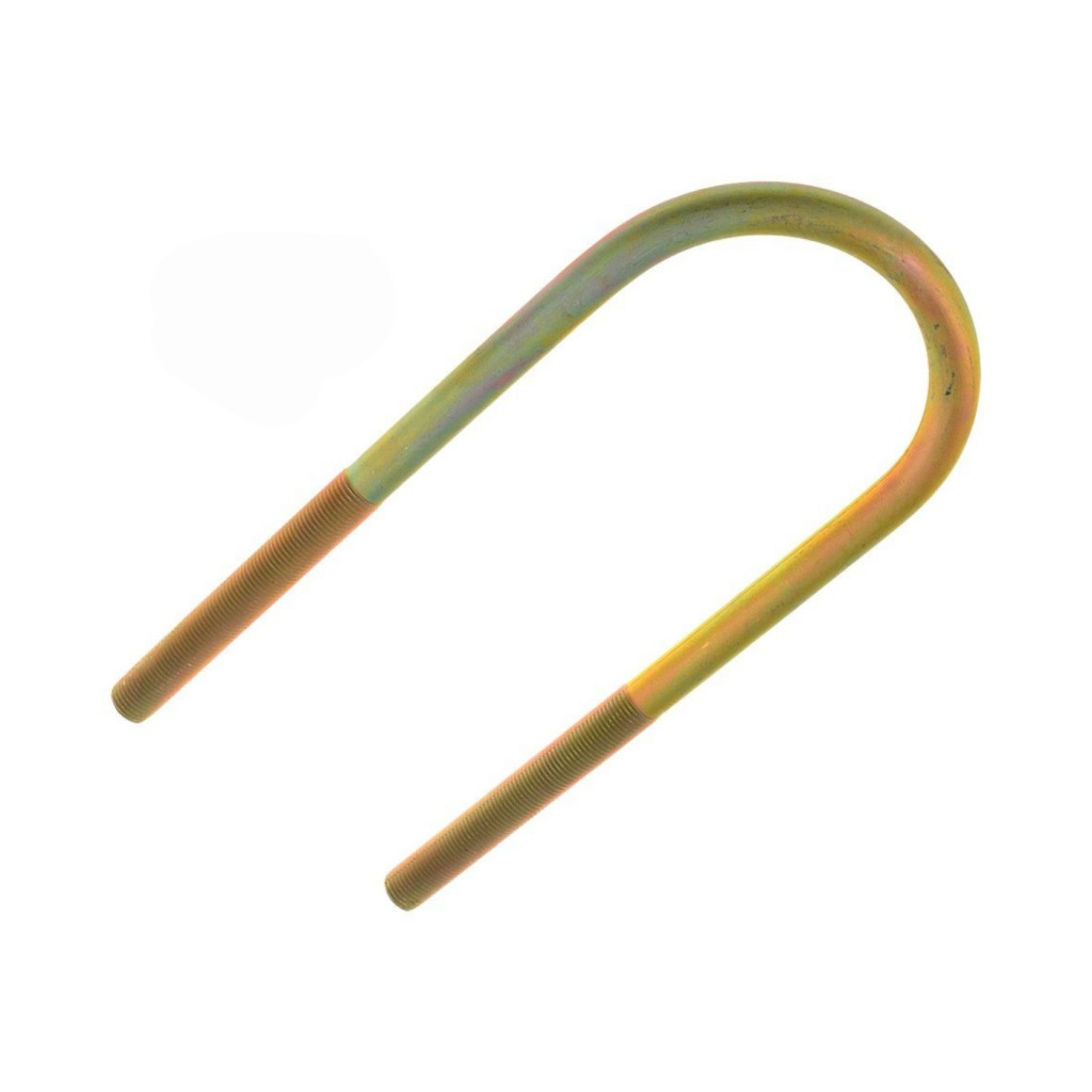 KarParts360 Threaded U-Bolt | Steel | Fine Thread | Yellow Zinc | Round U-Bolt | Heat Hardened | 1/2 Inches Thread Diameter