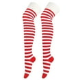 thumbnail image 5 of Christmas Thigh High Socks for Women Fuzzy Trim Over The Knee Socks Warm Long Stockings Watermelon Red A, 5 of 8