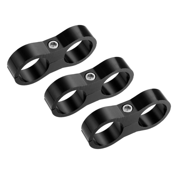 Unique Bargains 3pcs Aluminum Alloy AN12 Car Hose Separator Clamp Fuel Line Connector for Oil Fuel Hose Black