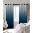 thumbnail image 3 of Navy Blue Ombre Blackout Curtains, Light Blocking Print Window Curtains, Contemporary Gradient Abstract Art Thermal Insulated Window Drapes for Living Room Kitchen Cafe 2 Panels, 84"W x 63"L, 3 of 9
