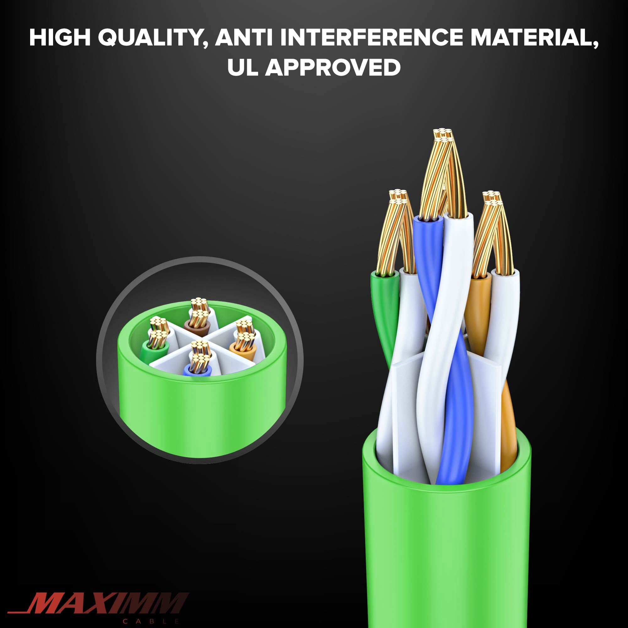 Cat 6 Ethernet Cable 75 Ft, 100% Pure Copper, Cat6 Cable LAN Cable, Internet Cable, Patch Cable and Network Cable - UTP (Green) 75 Feet