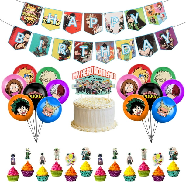 SHIYAO My Hero Academia Party Supplies, Birthday Decorations Set Including  Balloons, Banner, Cake Toppers, Cupcake Toppers, MHA Theme Birthday Party  Supplies(My Hero Academia - 2) - Walmart.com