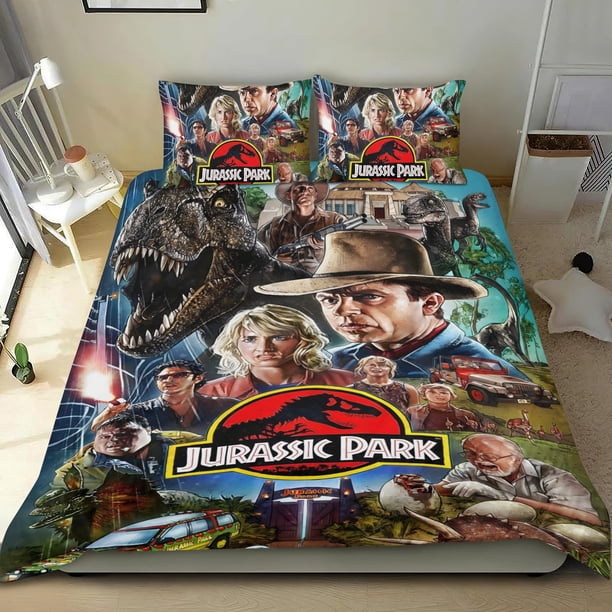 Parque Jurásico Conjunto de sábanas temático, trío de piezas, cómodo y amigable con la piel, diseño único, regalo de decoración para el hogar para familiares, amigos y fans,173cm *218cm