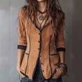 thumbnail image 2 of RXMEKW Velvet Contrast Blazer for Women with Hood and Piping for Fall Long Sleeve Button Front Jacket, 2 of 9