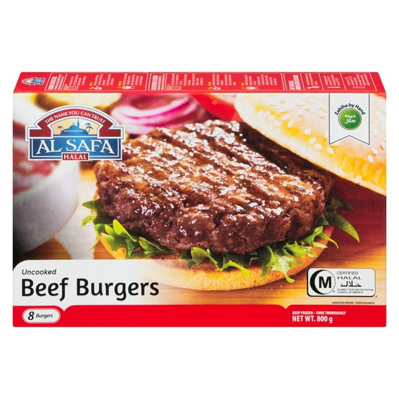 Al Safa Halal Uncooked Beef Burgers, 800 g