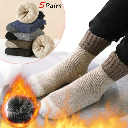 

Kiplyki Clearance Fall Socks for Women 5Pairs Warm Winter Socks Patchwork Solid Thick Knit Cozy Socks