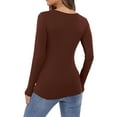 thumbnail image 3 of WULMLEO Womens Long Sleeve Tops Baselayer for Women V Neck Soft Casual Slim Stretch Underscrub Coffee L, 3 of 3