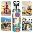 thumbnail image 7 of Yayeee 33oz Insulated Water Bottle Double Wall Stainless Steel with Flip Straw Lid, Purple Geometric, 7 of 7