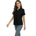 thumbnail image 4 of Women's Button Down Shirts Short Sleeve Blouses Work Basic Formal Shirt Lady V Neck Casual OL Business Shirts,S-5XL, 4 of 9