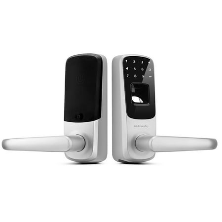 Fingerprint Door Lock - Ultraloq UL3 Fingerprint and Touchscreen Keyless Smart Lever Door Lock (Satin Nickel)