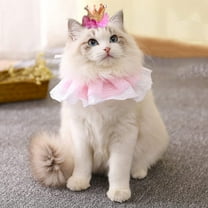 Princess Cat Costumes for Cats, Cute Lace Dog Bandanas and Cat Crown Accessories for Cats Small Dogs, Pink Outfit for Birthday Party