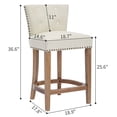 thumbnail image 2 of CQSXDA Leather Upholstered Bar Stools Set of 2, Fixed Height 26 Inch Comfortable Wooden Frame Chairs, 2 of 7
