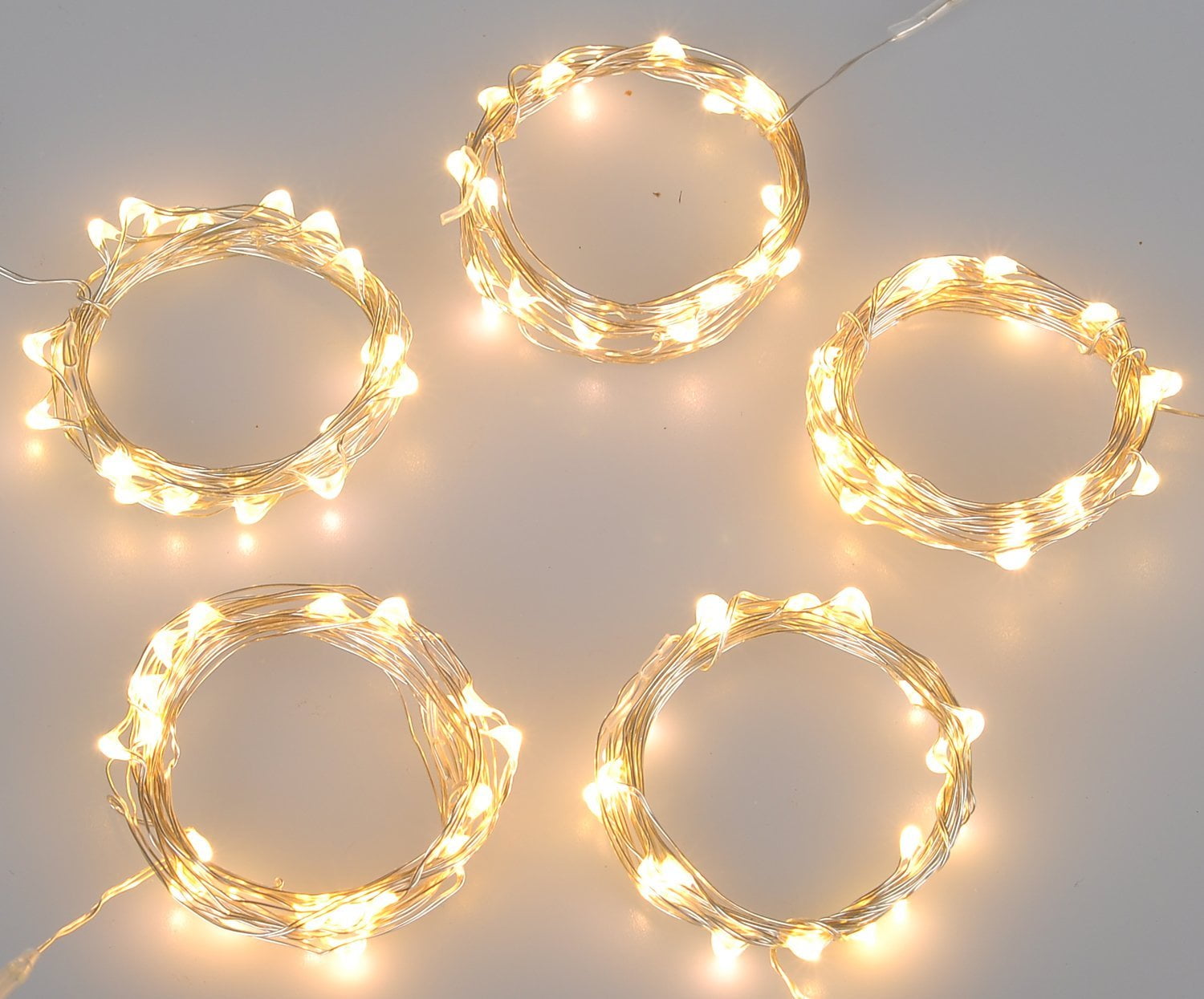 Improved Design With Timer Set Of 5 Micro Led 20 Warm White Lights Improved Design With Timer Set Of 5 Micro Led 20 Warm White Lights Battery Operated On 7ft Long Silver Color Ultra Thin String Wire 6 Hours 18 Off