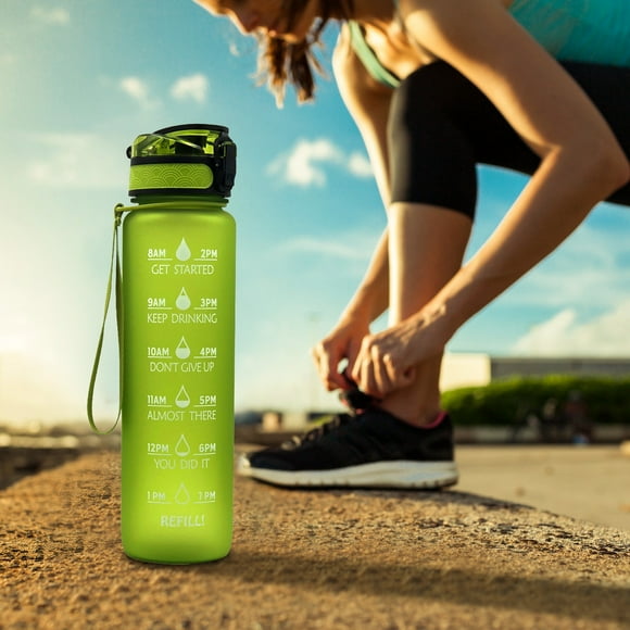 Sports Water Bottles Bulk, 32oz Motivational Water Bottle Graduated Color Travel Water Bottle for Sports & Outdoors Reusable Big Water Bottle Gym Water Bottle Gifts for Men Women (J)