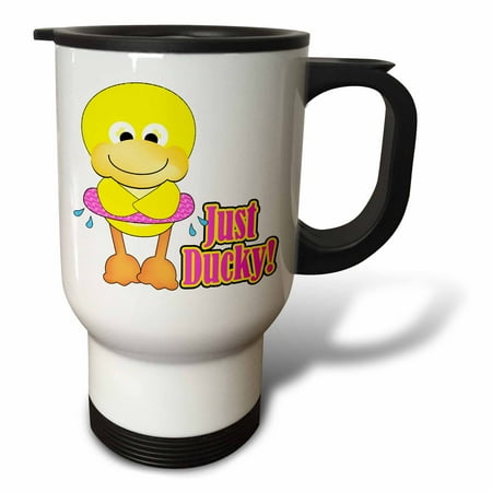 

3dRose Just Ducky Duck With Swimmy Tube Travel Mug 14oz Stainless Steel