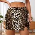thumbnail image 2 of Leopard Mini Skirts for Women High Waist Side Slit Built in Shorts Stretchy Bodycon Pencil Brown L, 2 of 7