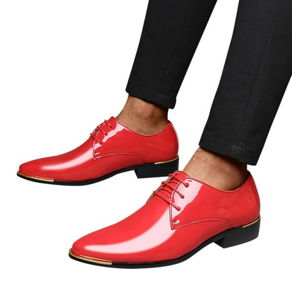 Oyedens Red Oxfords Dress Shoes for Men Wedding Dance Lace up Dressy Oxford Shoes Party Favor