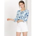 thumbnail image 2 of INSPIRE CHIC Blouse Florale Bohème à Volants pour Femme, Col en V à Nouer, Manches 3/4, 2 of 6