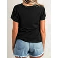 thumbnail image 2 of T-Shirt Graphique Mignon Lapin pour Femmes - Noir avec Imprimé Léopard Bandeau Détail, Col Rond Décontracté Manches Courtes, Cadeau Parfait de Pâques, Haut Toutes Saisons Tee-Shirt Graphique Amusant Tissu Brillant, 2 of 6